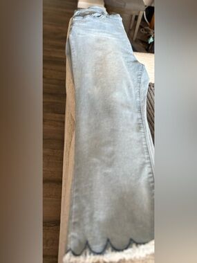 Women’s DG 2 faded Denim Jeans  with embroidery & fringed hem- 16WT